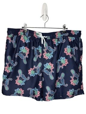 Original Use Navy Paisley Floral Swim Trunks Board Shorts Mesh Liner Size XL